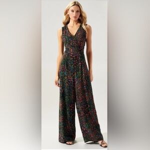 Sugarlips Black Floral Wide-Leg Jumpsuit with Multicolor Print